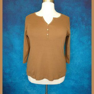 Dress Barn Brown Henley Shirt Size 1X